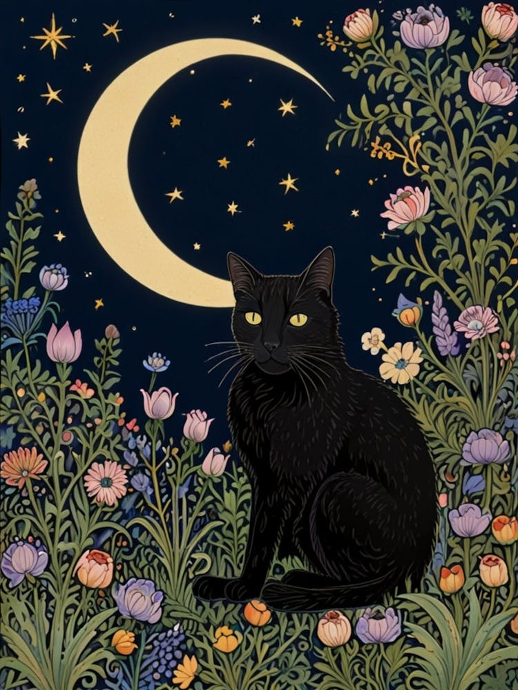 William Morris Cat In The Moonlight 53