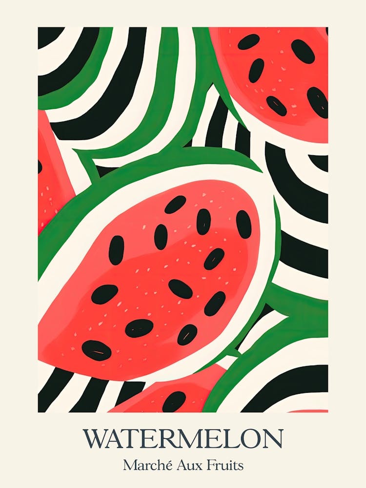 Marche Aux Fruits Watermelon Fruit Summer Illustration 1