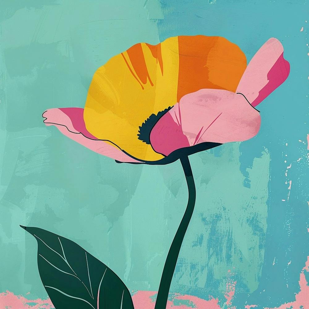 Poppy 1 Square Flower Illustration