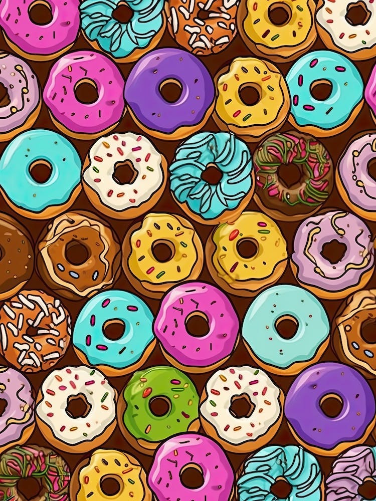 Kawaii Donuts Pattern 2