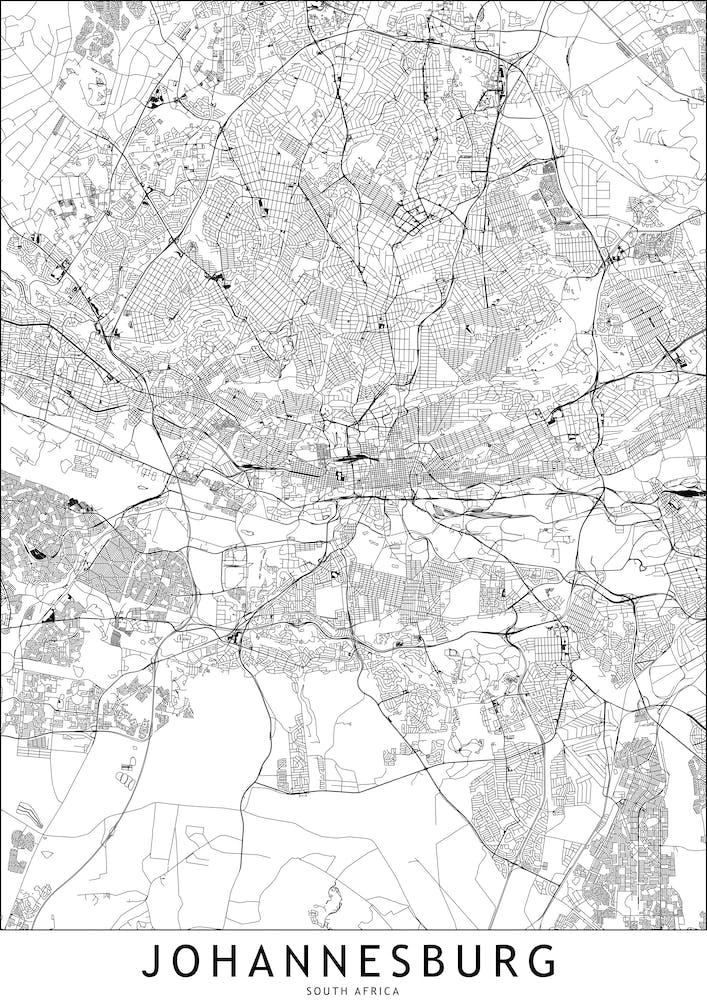 Johannesburg White Map
