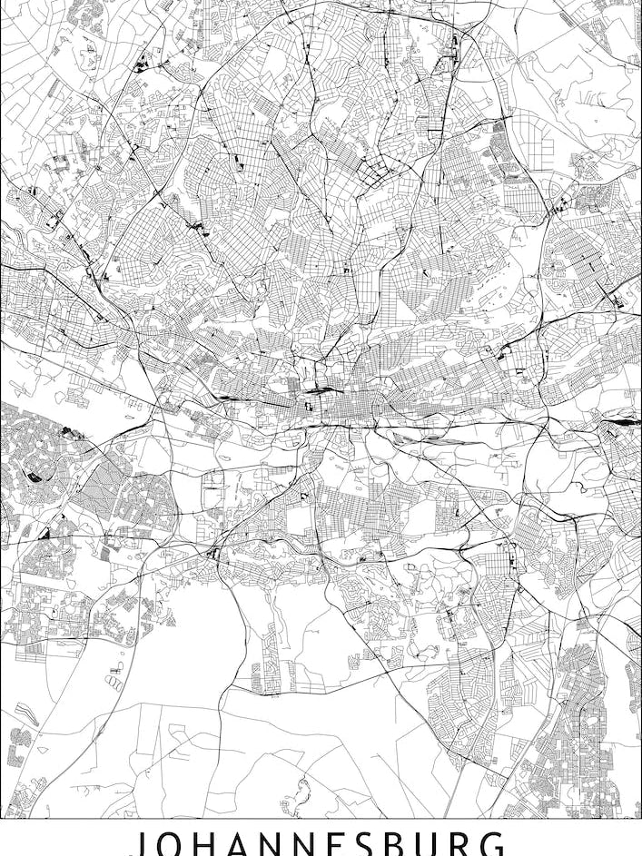 Johannesburg White Map