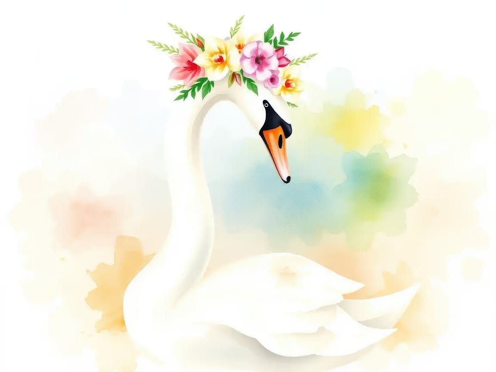 Swan With Flowers