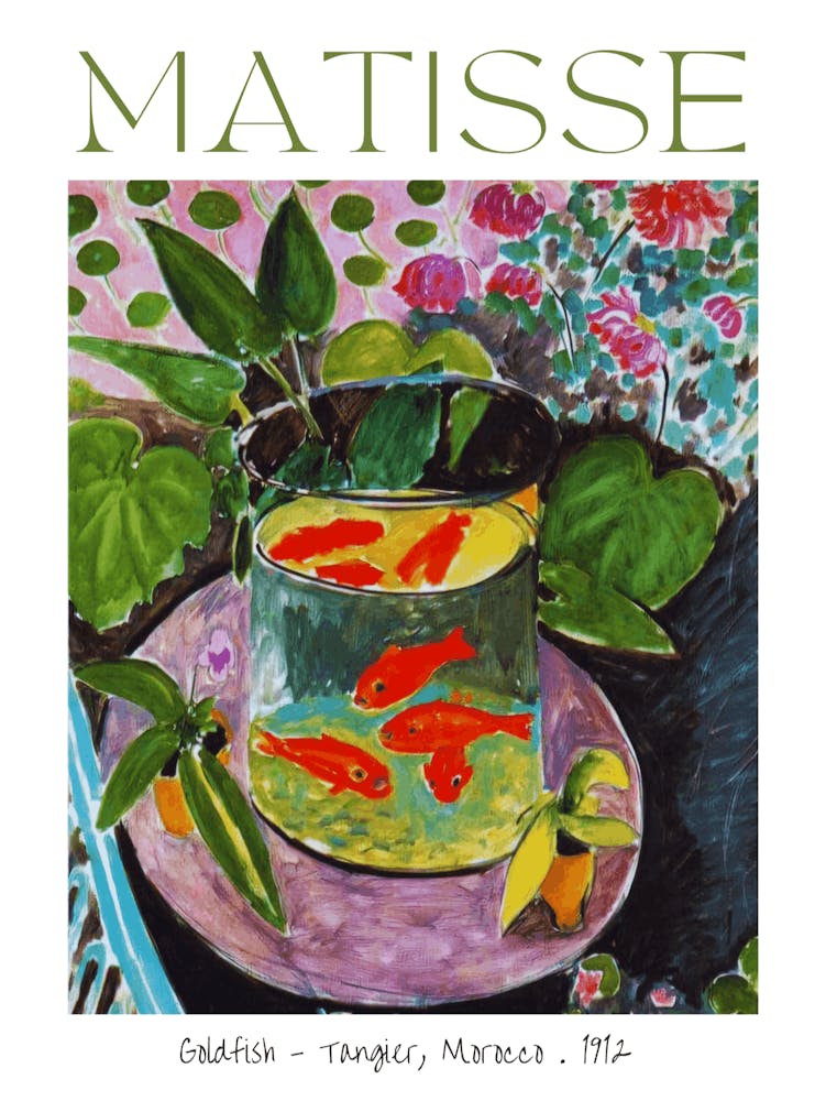 The Goldfish - Tangier, Morocco 1912 by Henri Matisse Gallery Exhibition in Paris, France Poster Print - Abstract Watercolor North Africa HD High Resolution