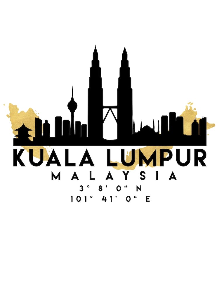 Kuala Lumpur Malaysia Silhouette City Skyline Map