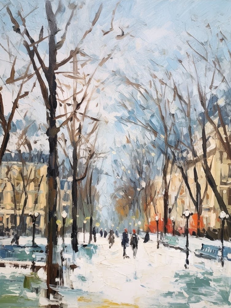 Winter-Stadtpark-Gemälde Parc Monceau Paris Frankreich 2