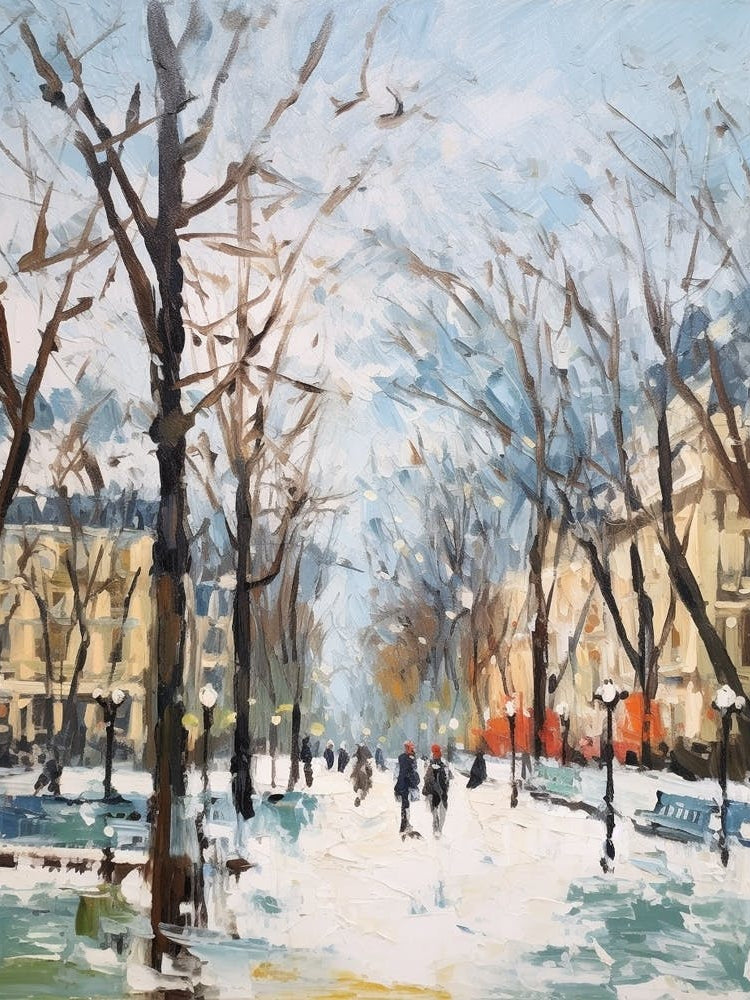 Winter City Park Painting Parc Monceau Paris France 2