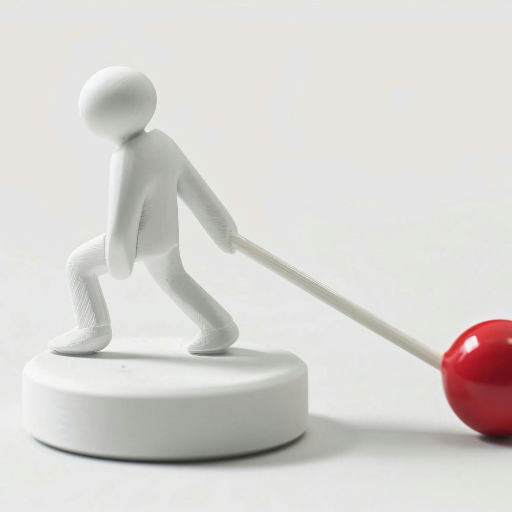 Man Pulls A Red Ball