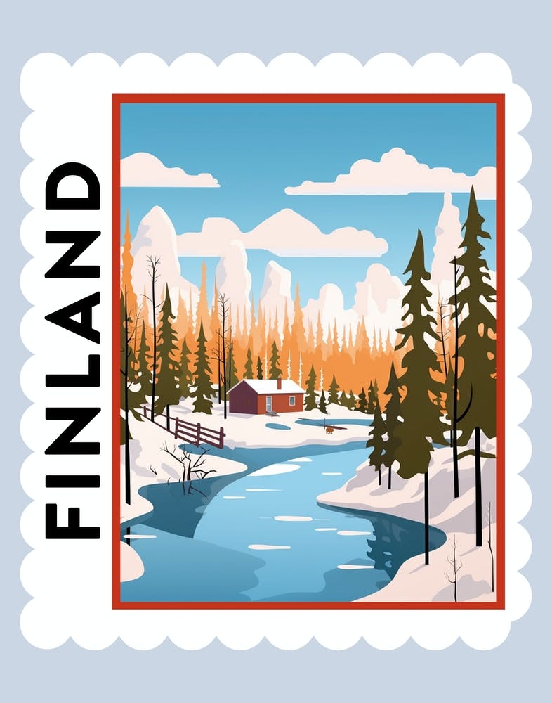 Finland 2 Travel Stamp Poster