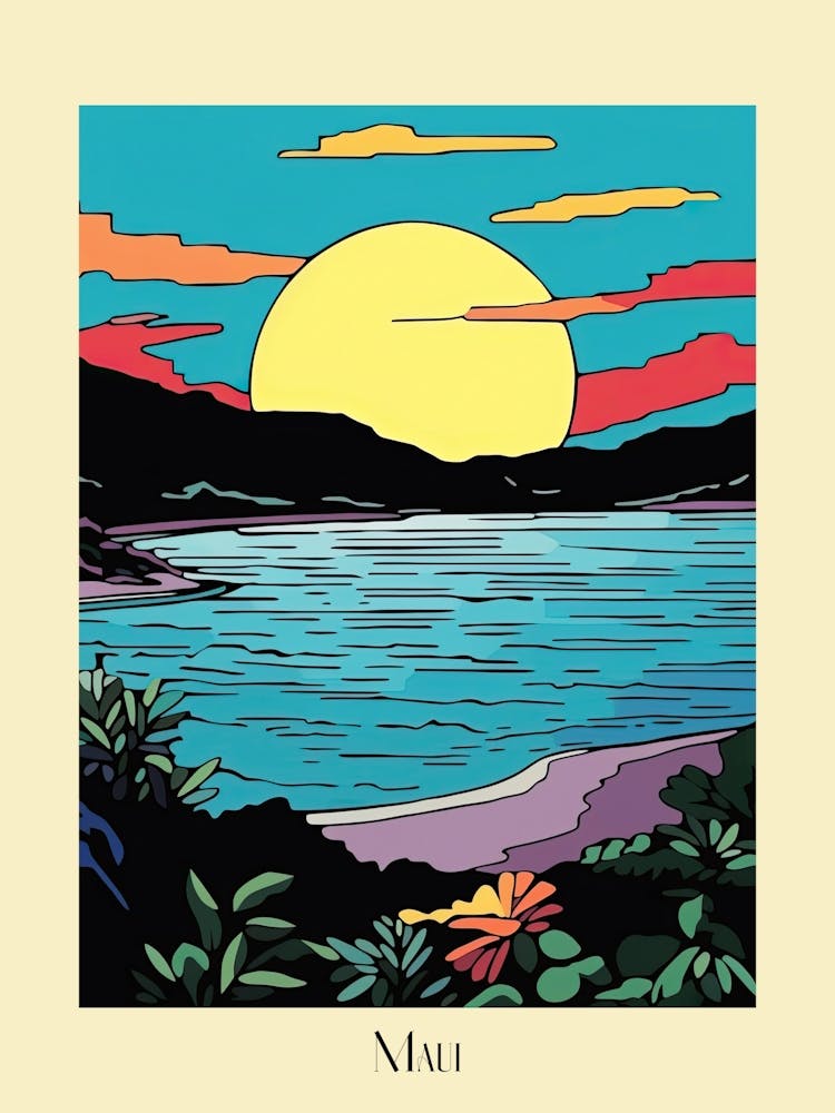 Poster Of Minimal Design Style Of Maui Hawaii, Usa 4