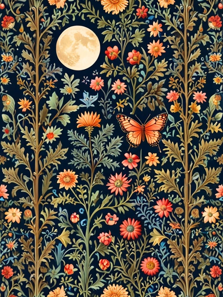 William Morris Moon And Flowers 39
