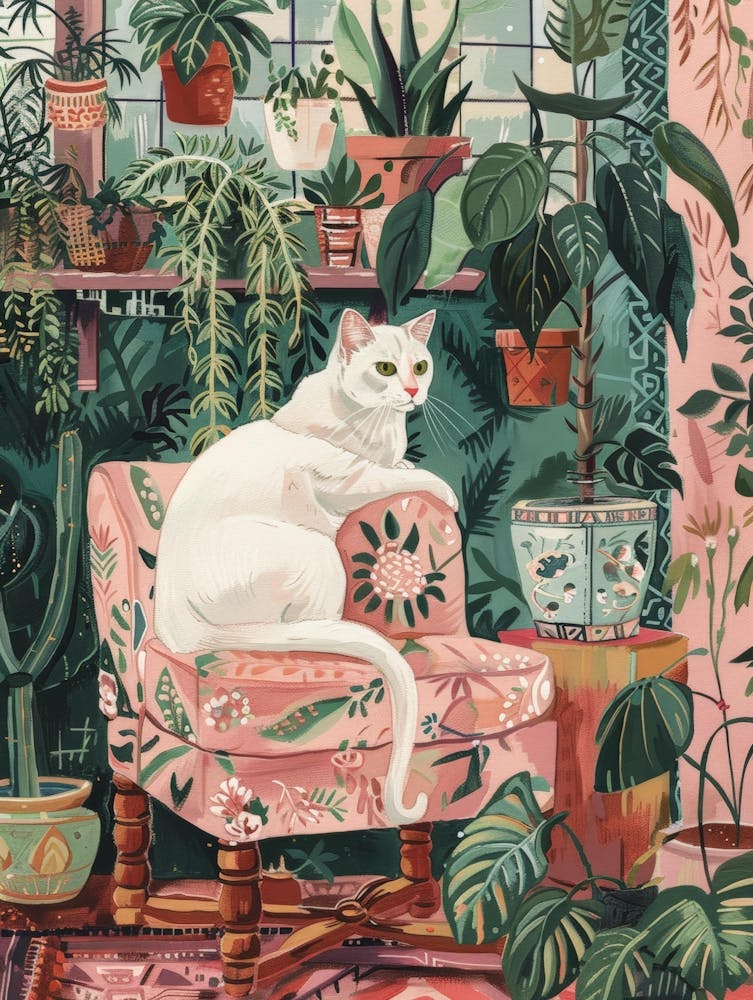 Cat In A Pink Chair