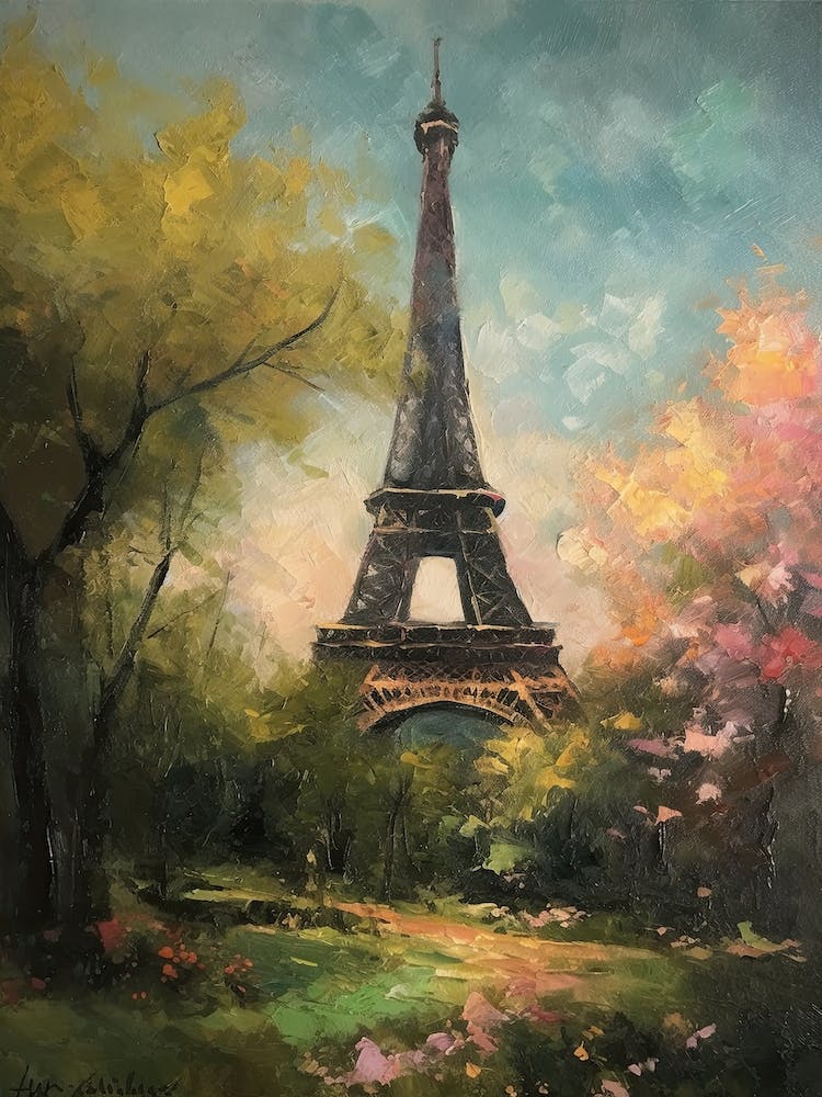 Eiffel Tower Paris France Pissarro Style 10