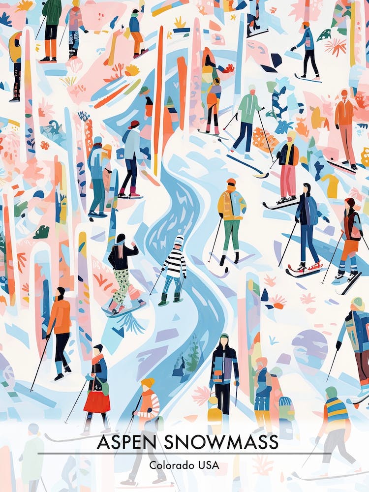 Aspen Snowmass   Colorado Usa, Ski Resort Poster Illustration 5