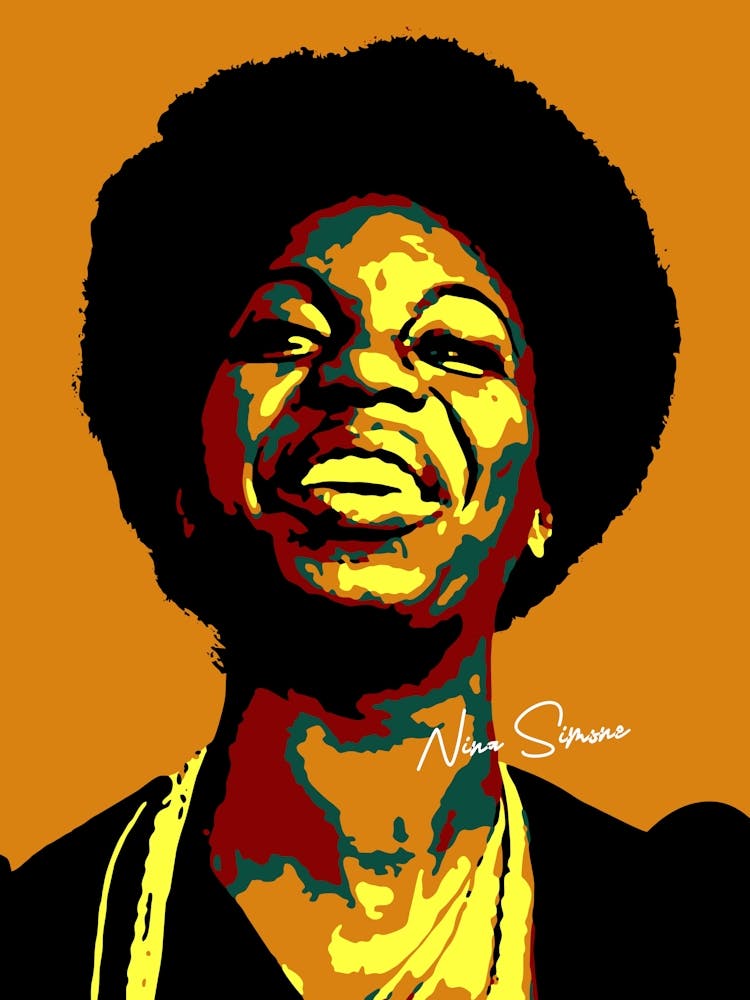Nina Simone Musicienne Illustration Pop Art Colorée