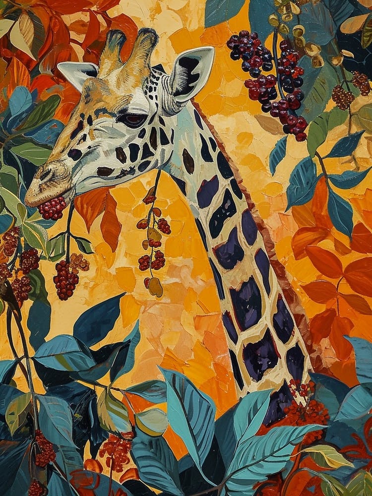 Giraffe Eating Berries 1