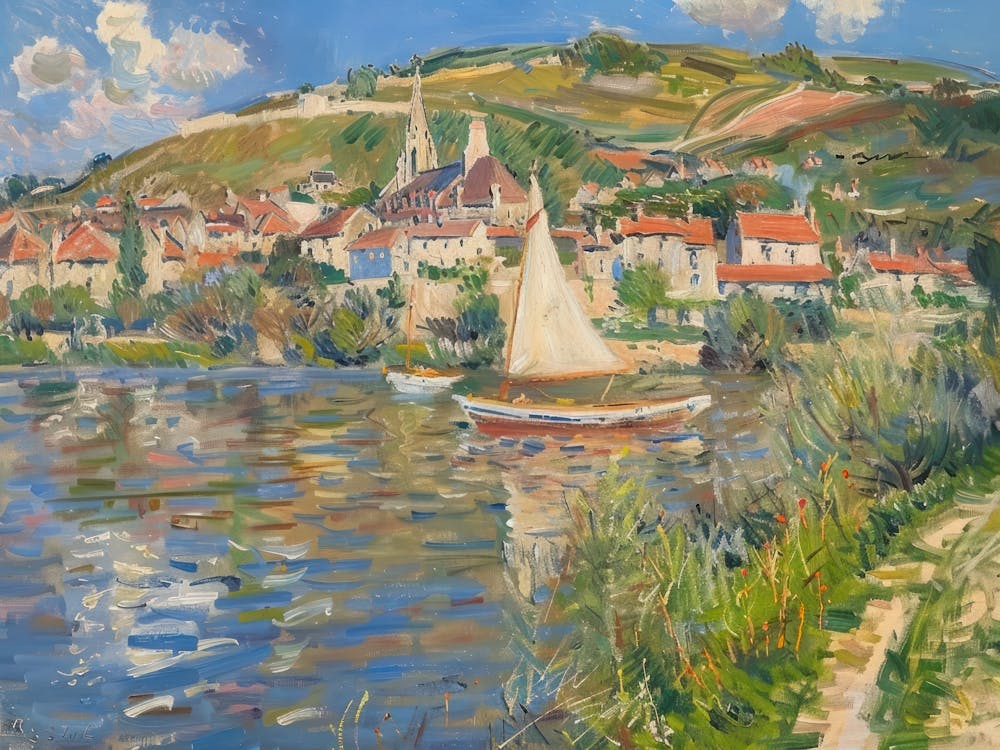 Tranquil Waterside Sanctuary Painting Inspired By Paul Cezanne