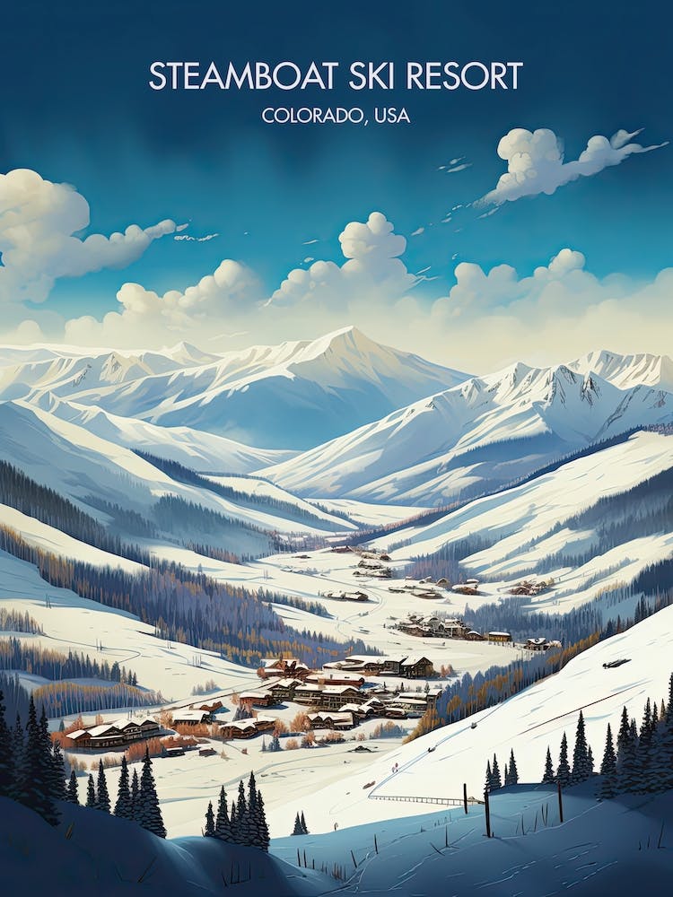 Poster Of Steamboat Ski Resort   Colorado, Usa, Ski Resort Illustration 0