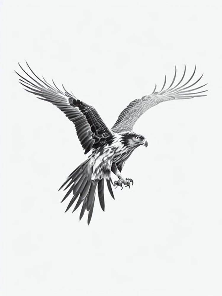 Golden Eagle B&W Pencil Drawing 2 Bird