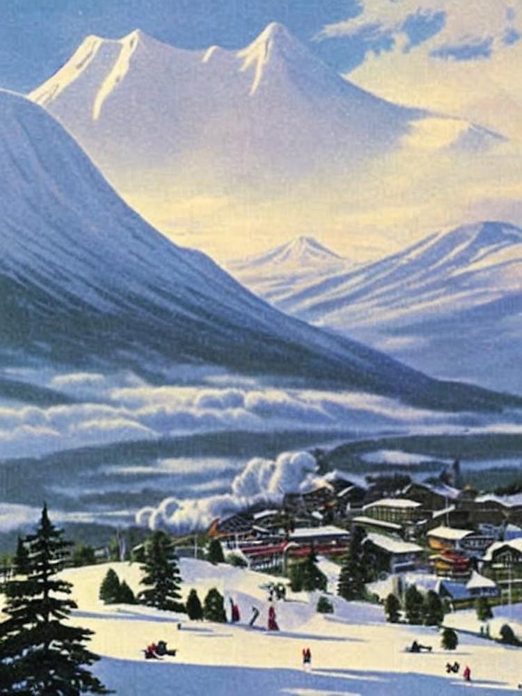 Niseko, Japan Skiresort Vintage-Landschaft 1 Ski-Poster