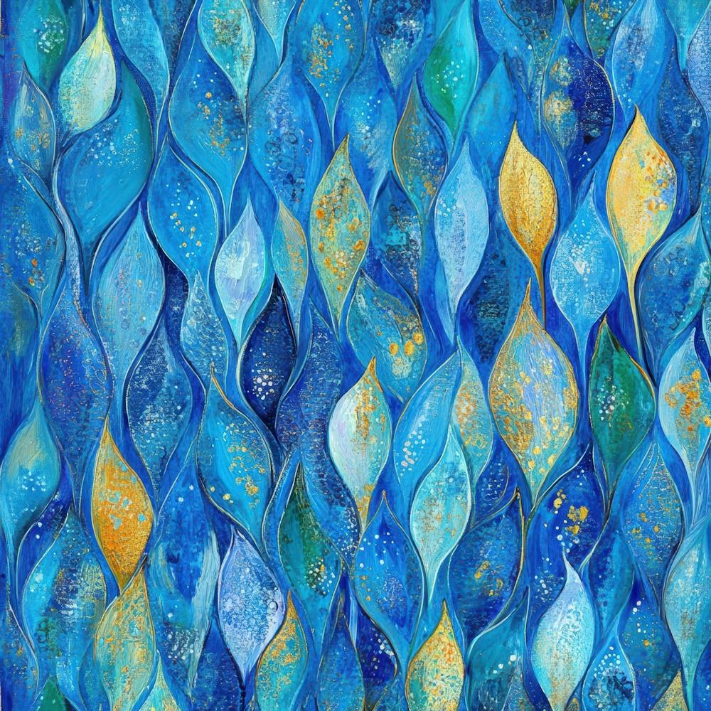 Blue And Gold Leaves 11