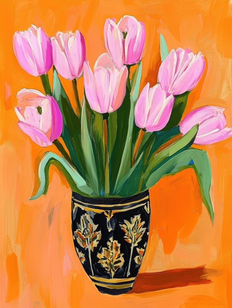 Pink Tulips In A Vase 8