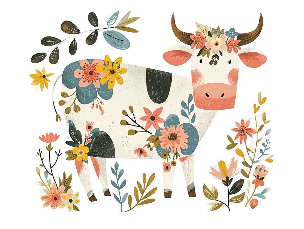 Little Floral Cow 1