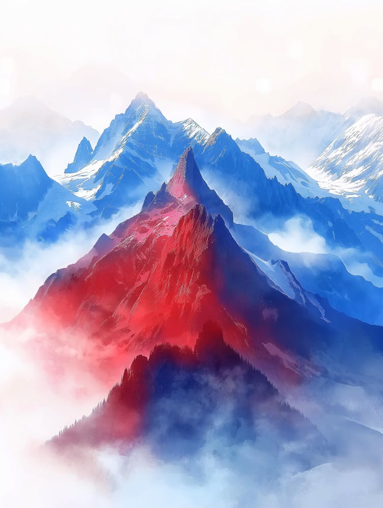 Red And Blue Mountains