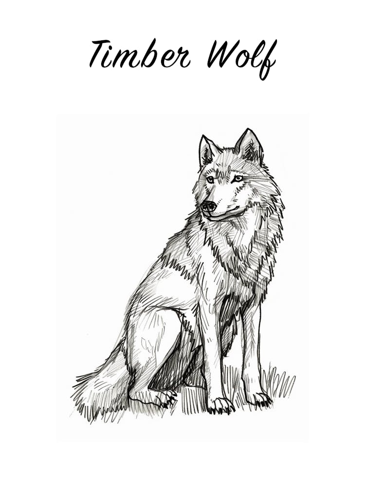 B&W Timber Wolf Poster