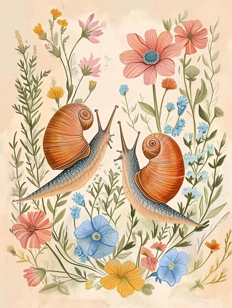 Dessin d'Animal Floral Folklorique Escargot 2