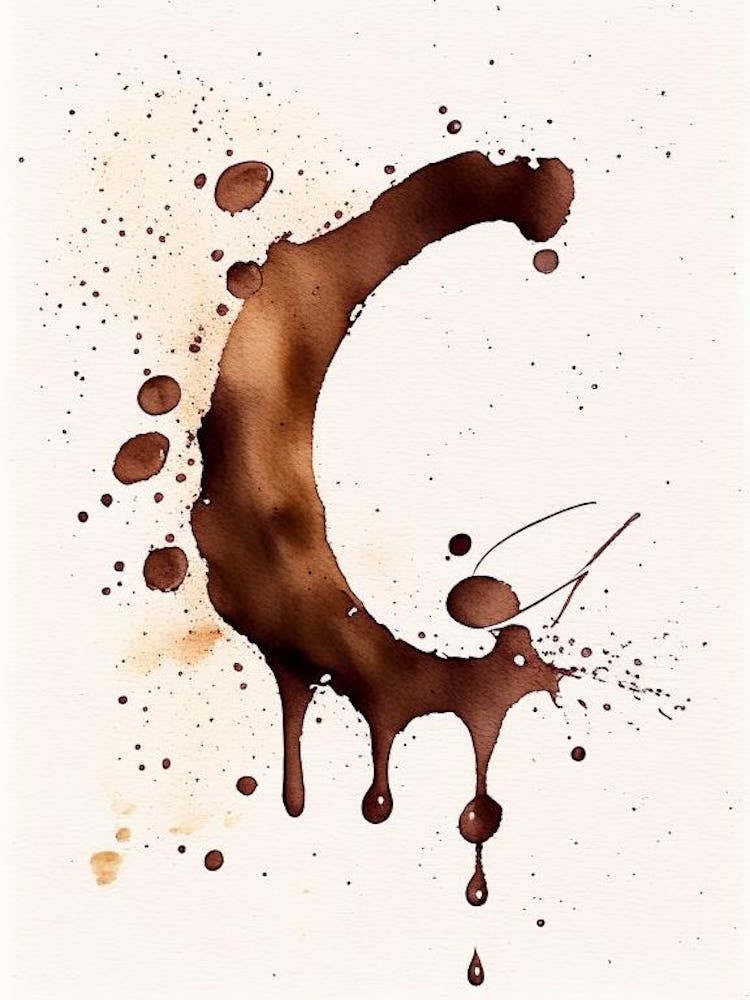 C  Chocolate, Letter, Alphabet Minimalist Watercolour 1