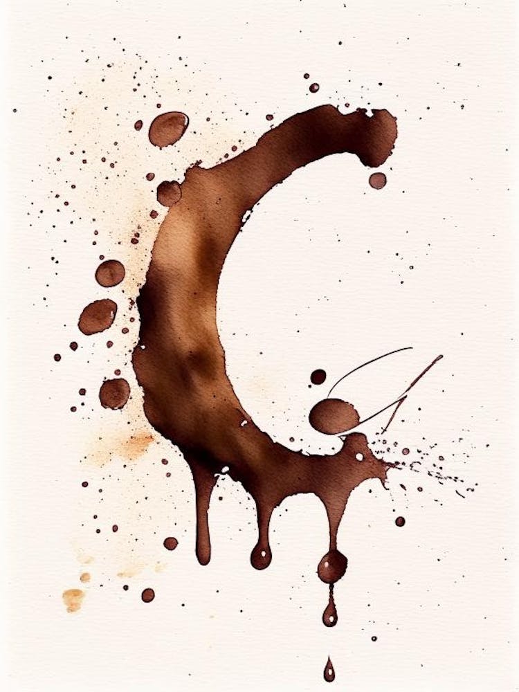 C  Chocolate, Letter, Alphabet Minimalist Watercolour 1