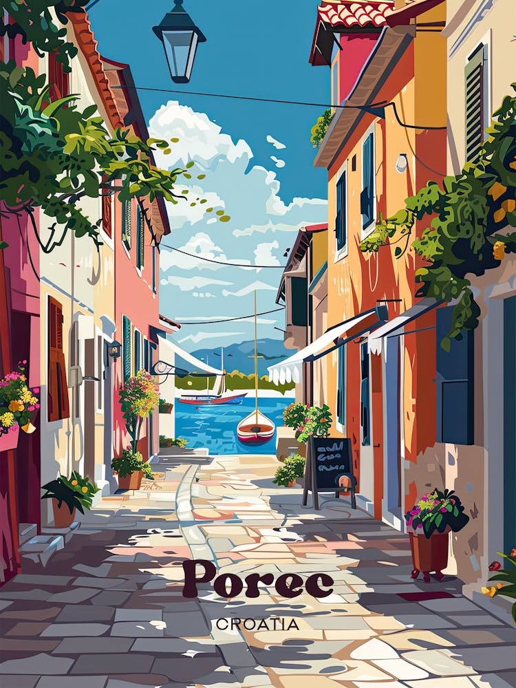 Porec Croatia Summer Digital Travel Art