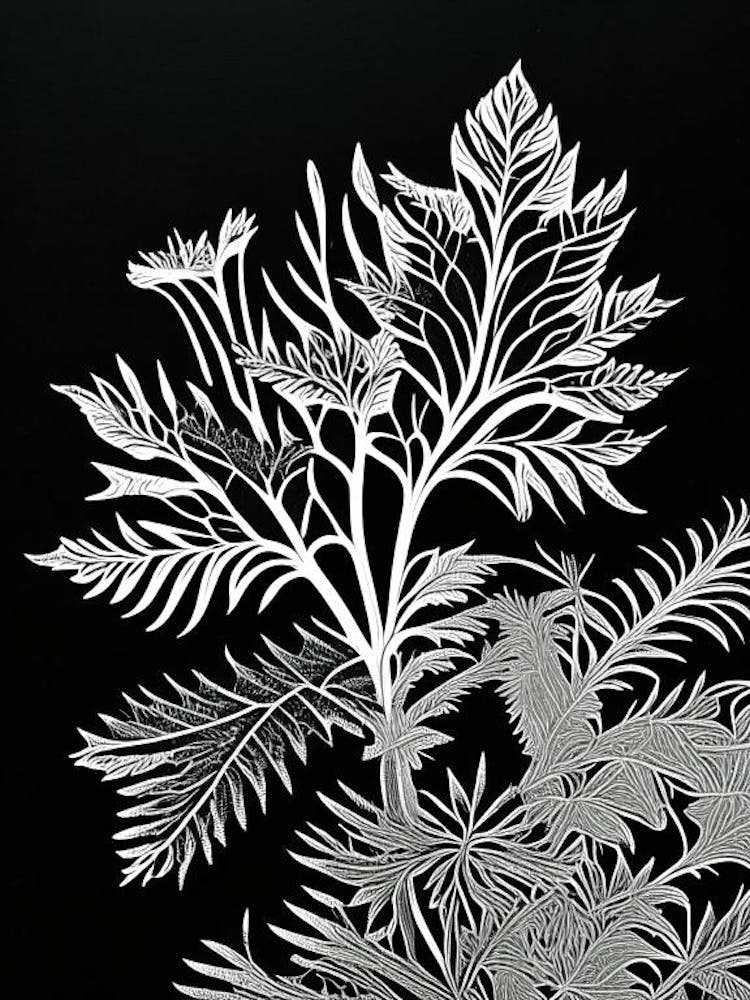 Sweet Cicely Leaf Linocut 3