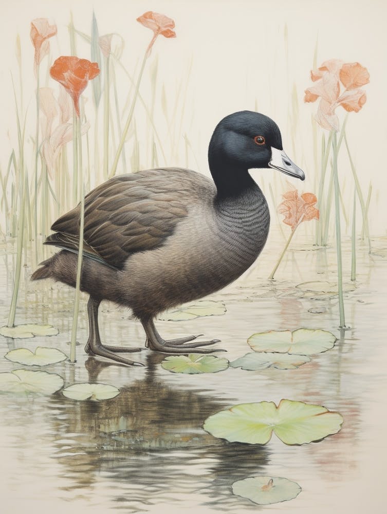 Vintage Bird Drawing Coot 1