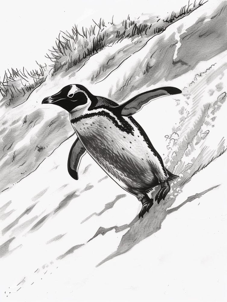 Emperor Penguin Belly Sliding Down Snowy Slopes 2