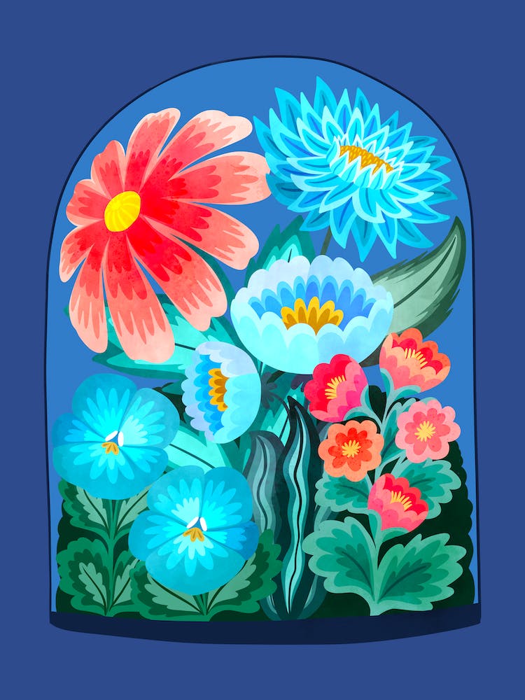 Flowers In A Glass Dome 1