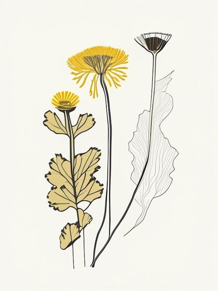 Coltsfoot Spices And Herbs Minimal Line Drawing 2