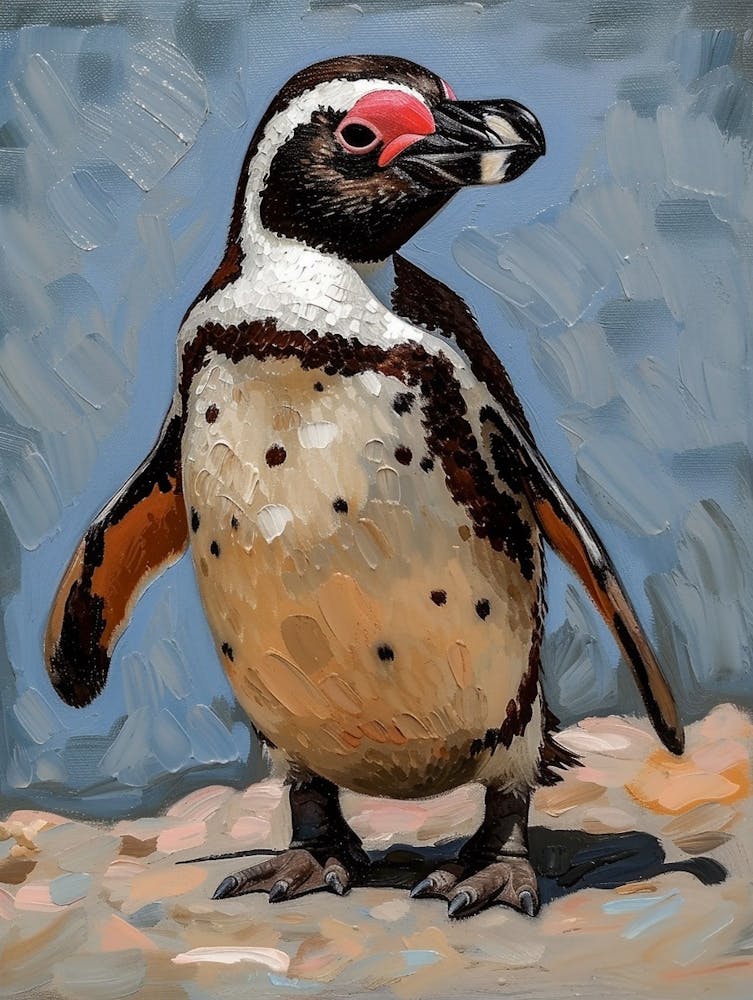 African Penguin Cuverville Island Oil Painting 2