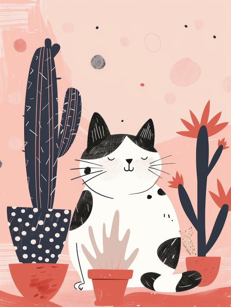Cat With Cactus 1