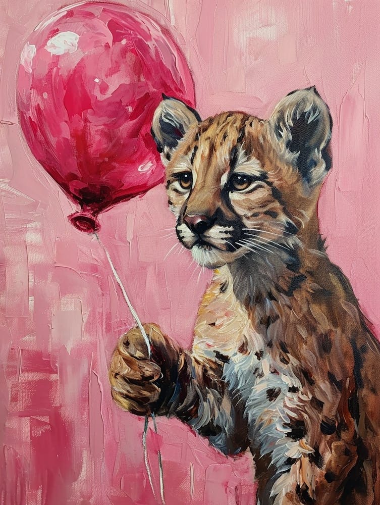 Cute Cougar 1 With Balloon