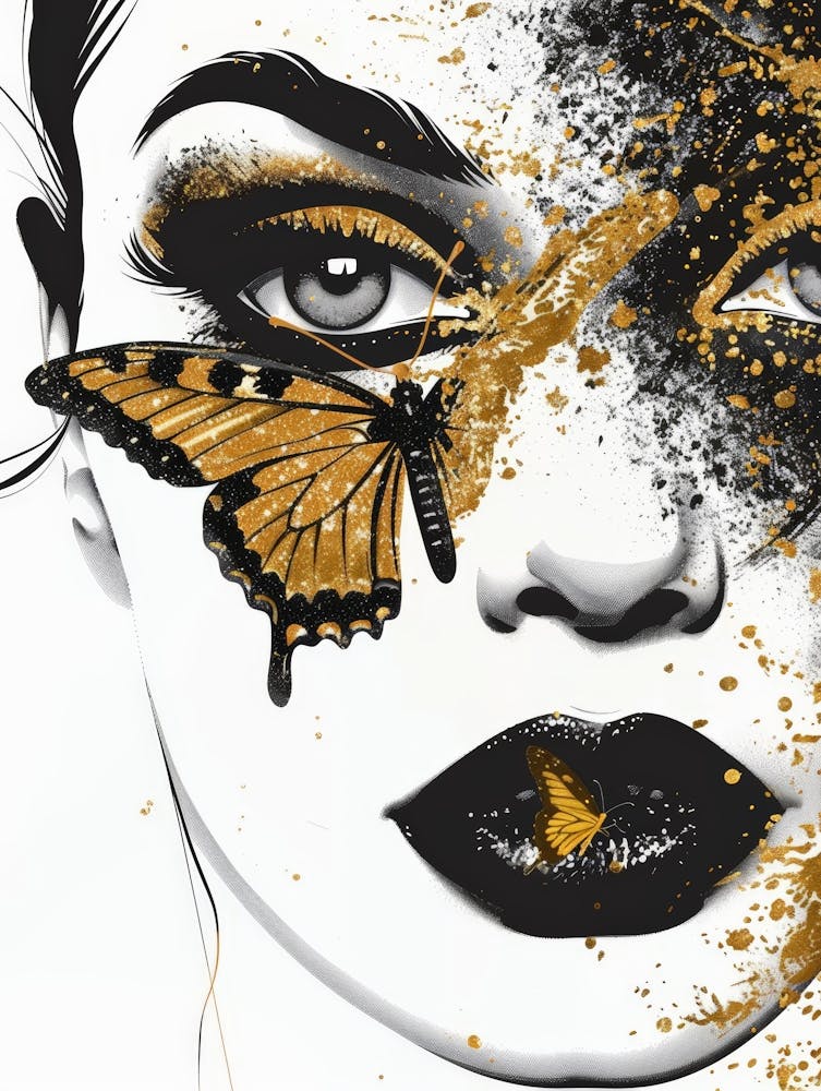 Goldener Schmetterling Leinwanddruck