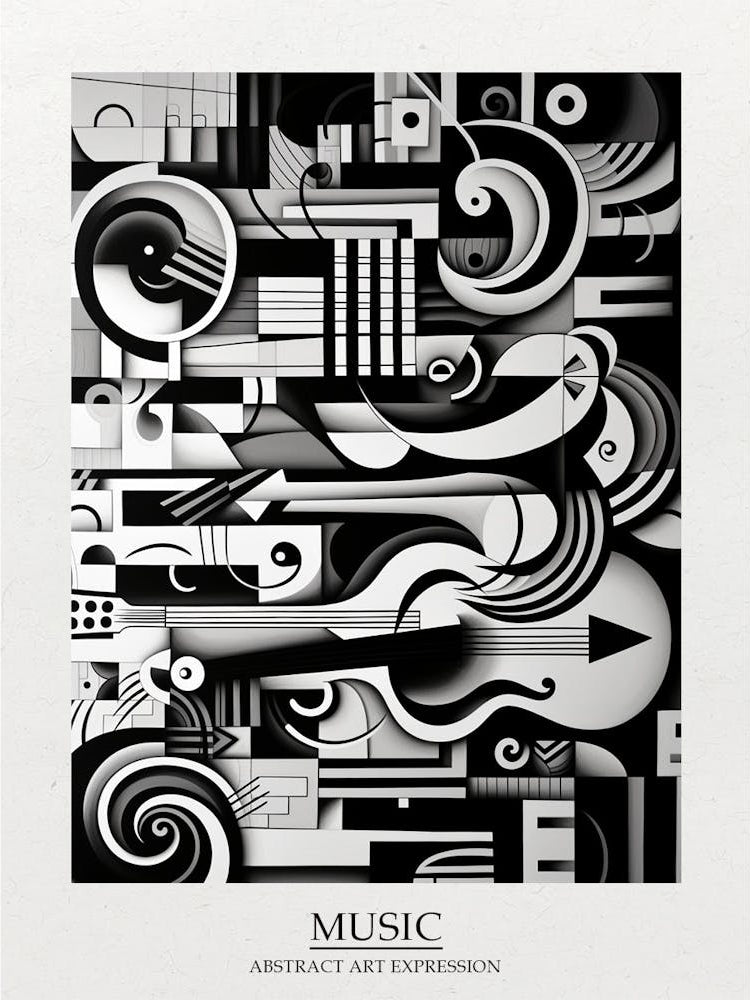 Music Abstract Black And White 6 Poster
