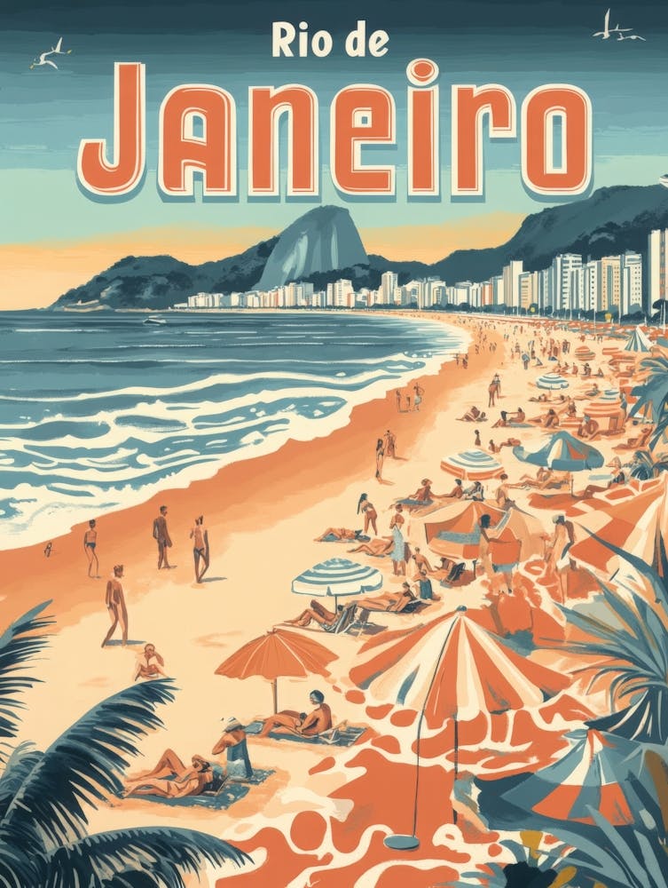 Aihrgdesign Ein klassisches Reiseposter aus den 1960er Jahren für Rio de Janeiro 1