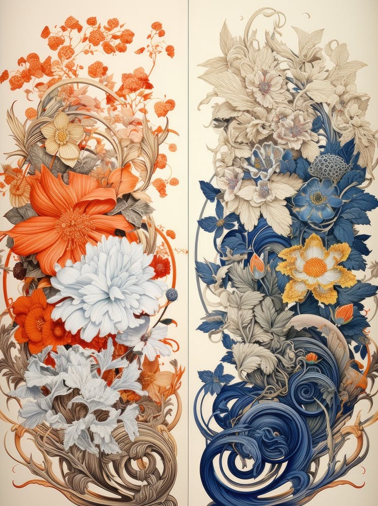 Orange and Blue Flowers