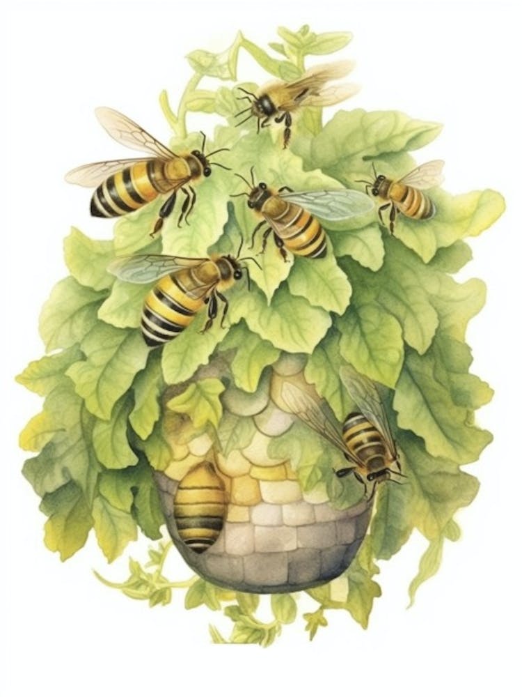 Sweat Bee Beehive Watercolour Illustration 4
