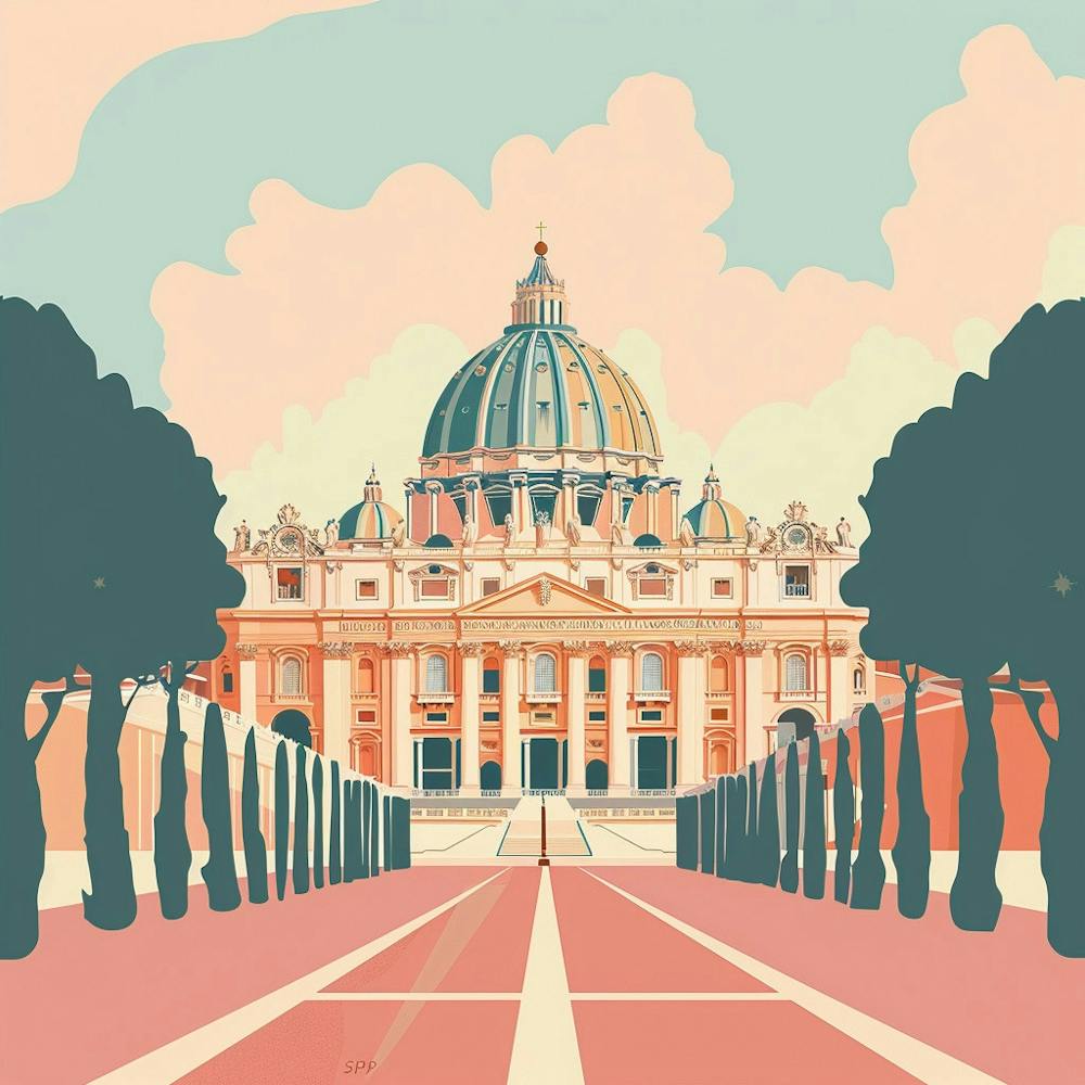 A Vatican City In Rome Minimal Illustration 1719920232 2