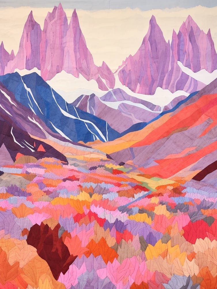 Mont Blanc France 1 Colourful Mountain Illustration