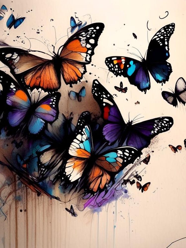 Butterflies In Migration Graffiti Illustration 2