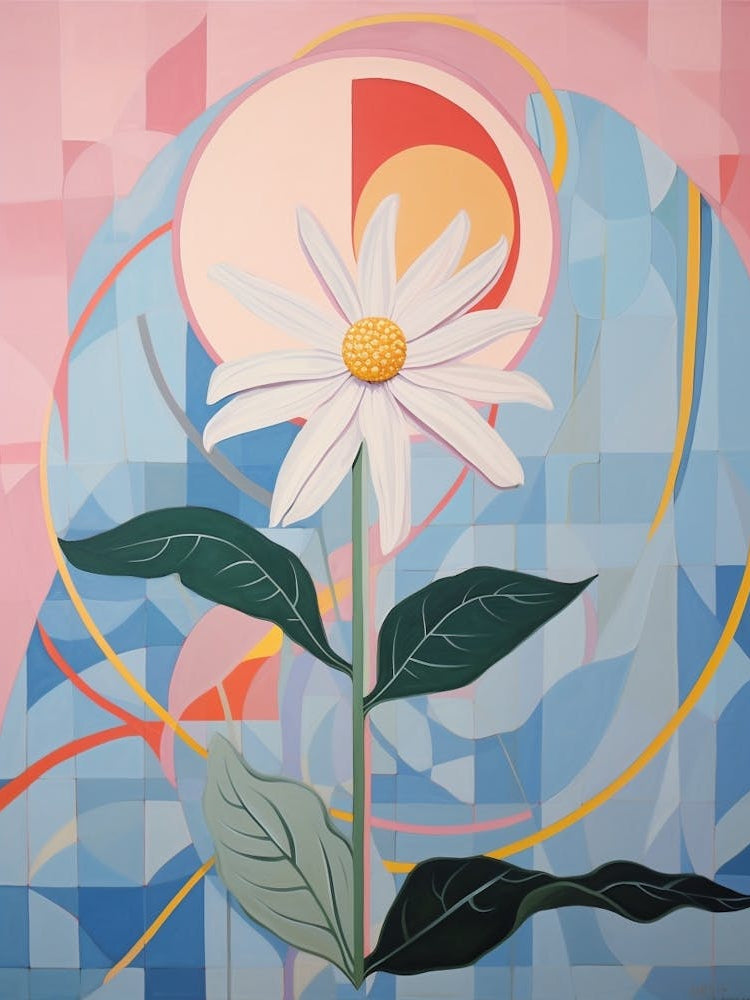 Daisy 5 Hilma Af Klint Inspired Pastel Flower Painting